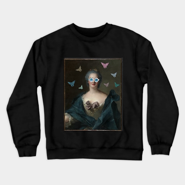 Ancient woman with her glasses Crewneck Sweatshirt by SanjStudio